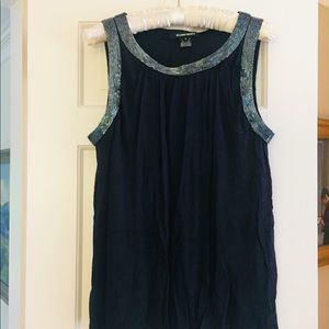 Navy beaded Ellen Tracy top